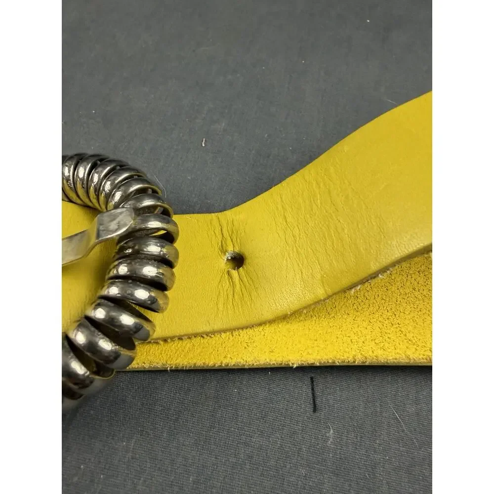 Vintage Omega Yellow Leather Statement Belt SizeML 4735